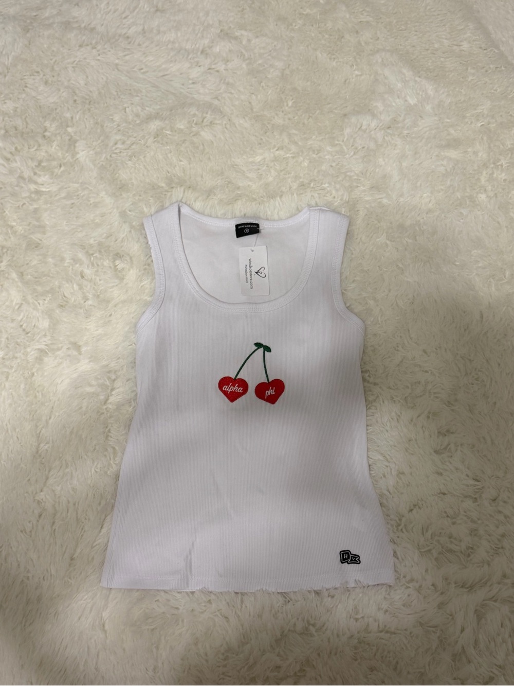Hype and Vice Alpha Phi White Cherry Tank Top